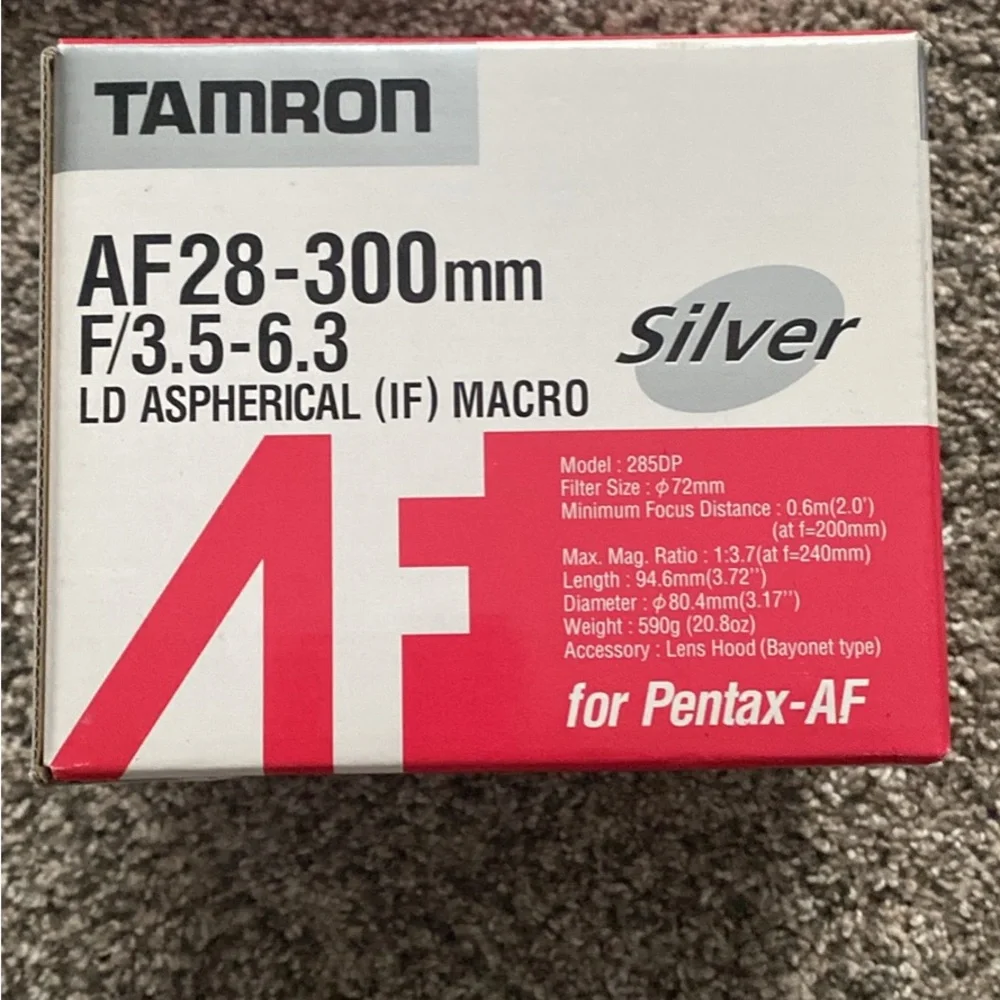 Tamron AF 28-300mm F3.5-6.3 LD Aspherical IF Macro for Pentax-AF model # 285DP